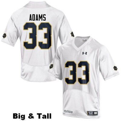 Notre Dame Fighting Irish Men's Josh Adams #33 White Under Armour Authentic Stitched Big & Tall College NCAA Football Jersey HNJ6499WJ